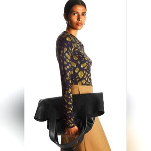 COS gathered shoulder long Sleeve top sz L